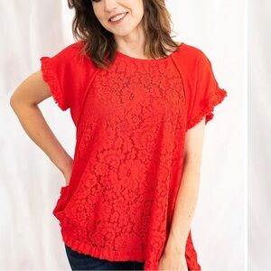 Umgee Pintuck High-Low Linen Tunic Top *GREAT USED CONDITION*